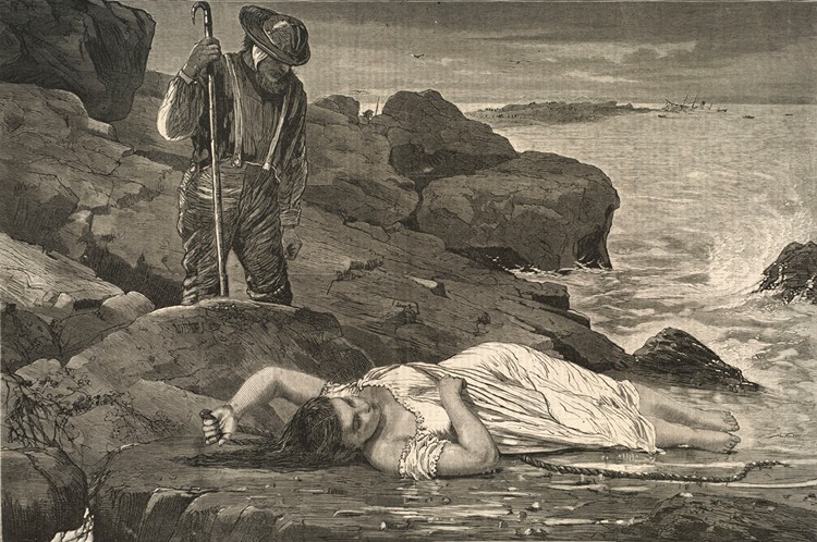 Bei Halifax an den Strand gespültes Opfer in einer Darstellung von 1873.